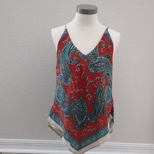 HeartSoul Red and Teal Paisley Top